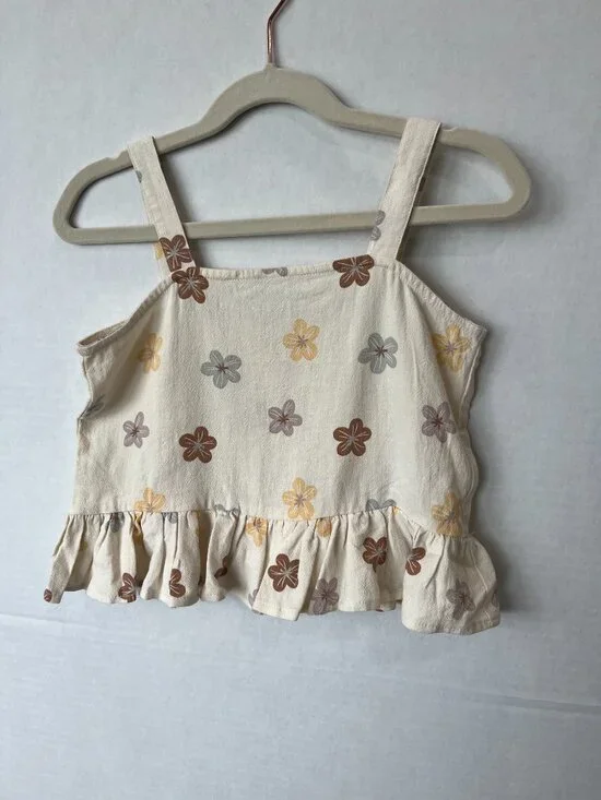 Girl - 6-7Y - NWT Rylee + Cru Cropped Peplum Tank in Leilani - Picture 5 of 5